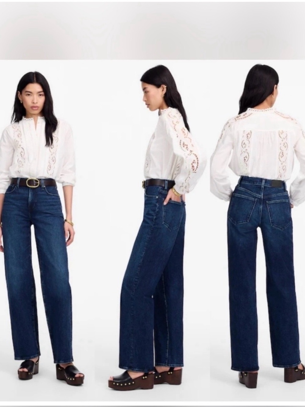 Madewell The Perfect Vintage Wide-Leg Jean nighthawk Dark Blue wash Size 28